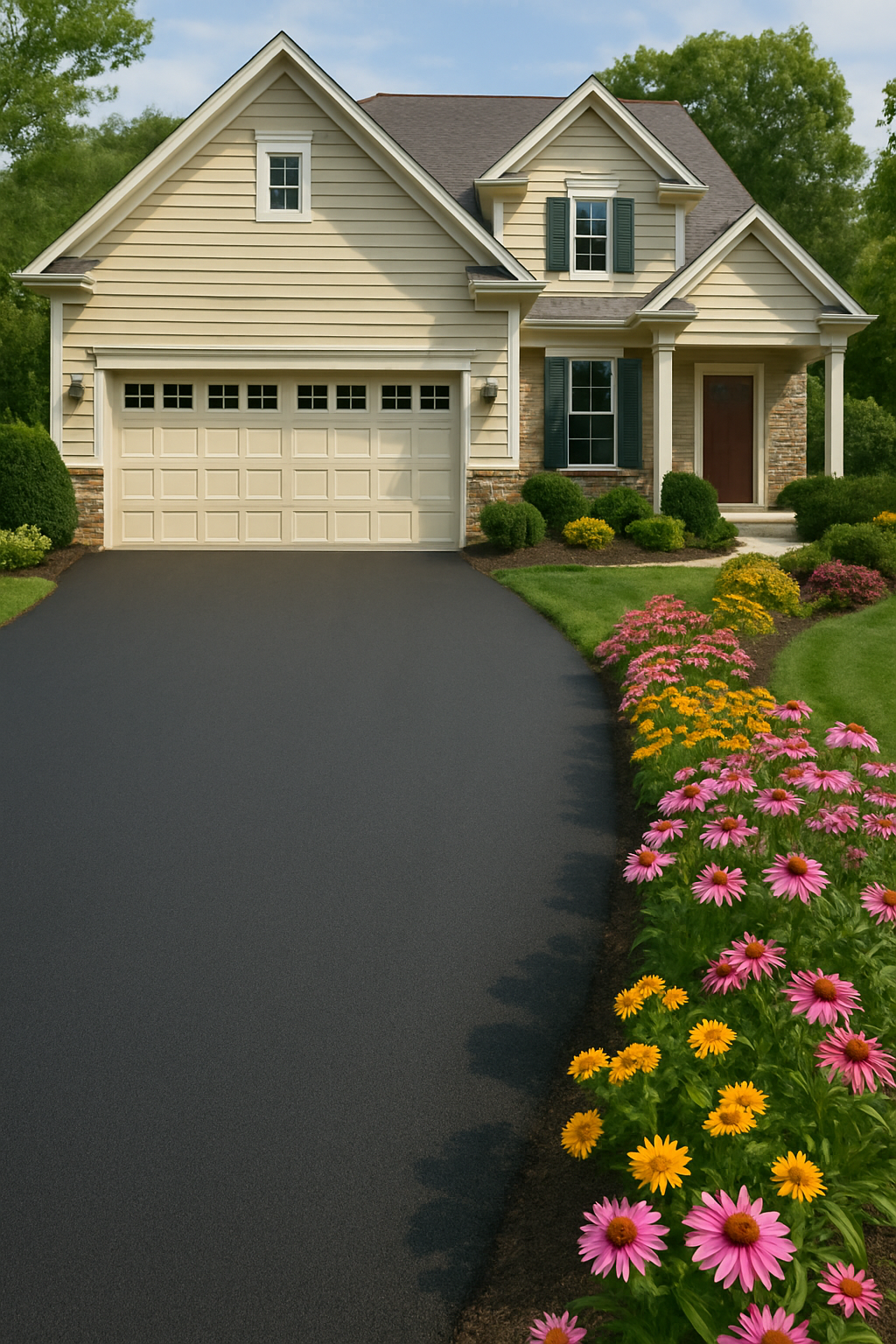 Fresh asphalt driveway in North Alabama